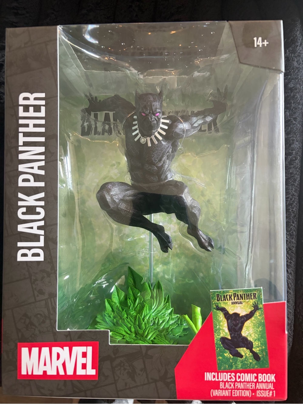 Marvel Black Panther Figure with Green Base and White Necklace Accents